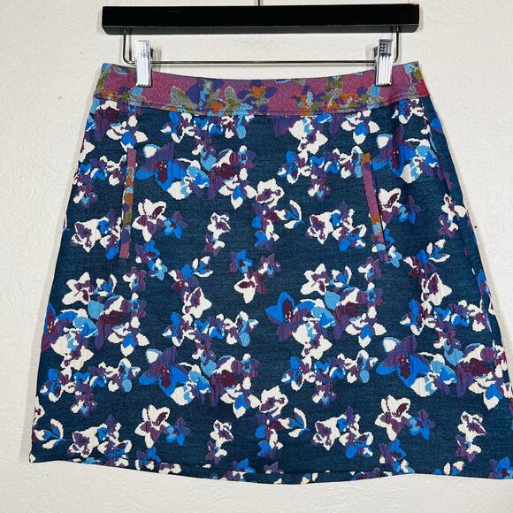 Maeve Embroidered Mini Skirt Floral Pockets Mid Mod - 2 - Picture 6 of 7